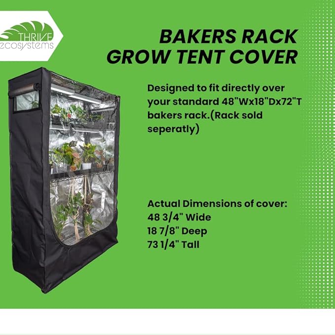 48"x18"x72" Grow Tent Cover for Baker's Rack – Clear Front Door, Adjustable Ventilation, Fully Enclosed Bottom – Indoor Greenhouse for Plants - Image 3