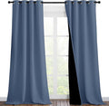 NICETOWN Insulated 100% Blackout Curtains, Noise Reducing Performance Drapes with Black Lining, Full Light Blocking Draperies for Overnight Shift Worker (Stone Blue, 1 Pair, 46 inches x 90 inches) by NICETOWN