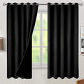 BGment Thermal Insulated 100% Blackout Curtains for Bedroom with Black Liner, Double Layer Full Room Darkening Noise Reducing Grommet Curtain (60 x 63 Inch, Black, 2 Panels) by BGment