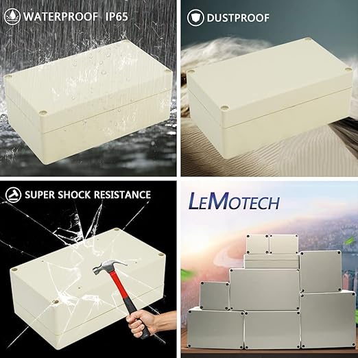 LeMotech Waterproof Dustproof IP65 ABS Plastic Junction Box Universal Electric Project Enclosure Pale Gray 6.2 x 3.54 x 2.3 inch (158 x 90 x 60 mm) - Image 6