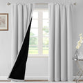 H.VERSAILTEX 100% Blackout Curtains for Bedroom Thermal Insulated Curtains & Drapes Blackout Curtains 84 Inches Long Rod Pocket Curtains for Living Room with Black Liner 2 Panels Set, Greyish White by HVERSAILTEX