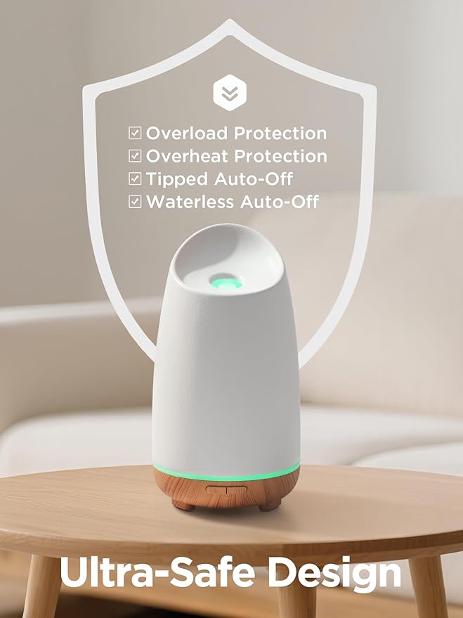 InnoGear 150ml Ceramic Oil Diffuser, Handcrafted Stone Essential Oil Diffuser Aromatherapy Diffusers Ultrasonic Cool Mist Humidifier Vaporizor 2 Mist Modes for Room Home, White Slope Cut Ceramic - Image 4