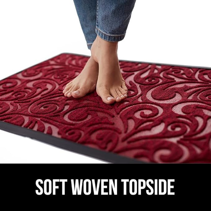 GORILLA GRIP 100% Waterproof All-Season WeatherMax Doormat 35x23, US Designed Natural Rubber, Stain and Fade Resistant, Low Profile Indoor Outdoor Door Mats, Easy Clean Patio Mat, Red Vintage Wine - Image 7