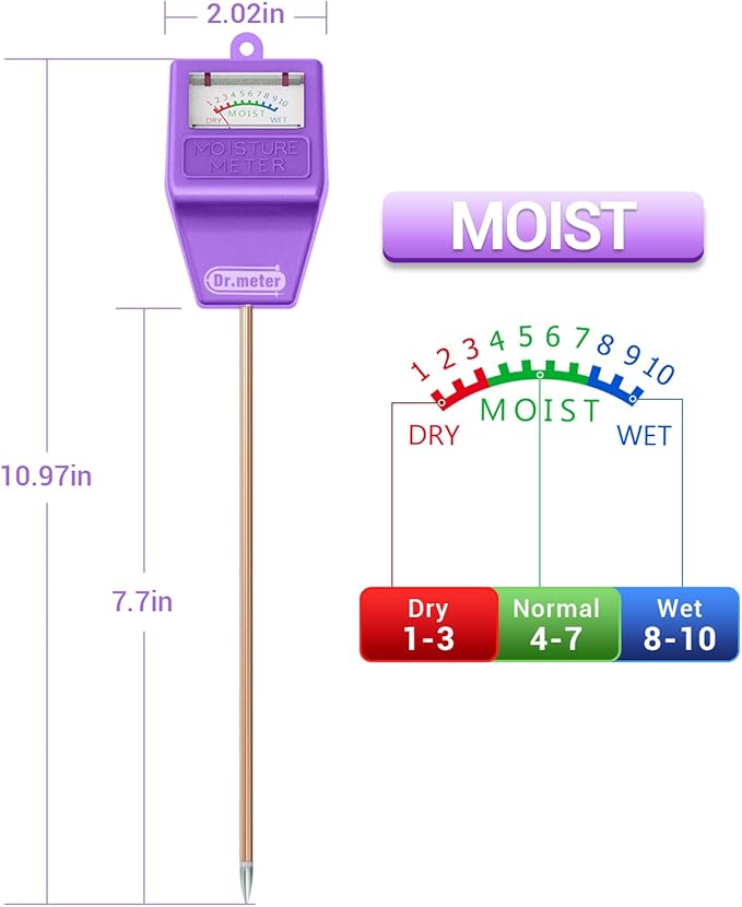 Soil Moisture Meter Tester for Plants, Hygrometer Moisture Sensor for Houseplants Indoor Outdoor Garden Lawn Use - Plant Water Meter Gauge Test Kit, No Battery Needed - Gardening Gifts - Image 4