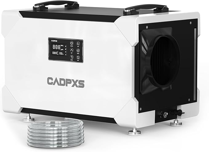 CADPXS Crawlspace Dehumidifier with Pump and Drain Hose, 145 Pints Commercial-Grade Dehumidifier for Crawl Spaces, Basements, Industrial and Water Damage Use, Large Capacity, Auto Defrost, cETL by CADPXSGLOBALINC
