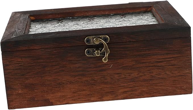Wooden Display Case with Glass Lid for Keepsakes Jewelry Storage Box Retro Design Solid Wood Organizer for Specimens Dried Fruits and Important Documents - Image 6