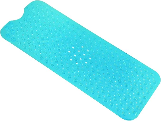Anti-Slip Bathtub Shower mat, 39.3×15.7 inch（Approximately 100 × 40cm） Soft Oversized Machine Washable Non-Slip Bathtub mat with Drainage Holes, Bathroom Floor Suction Cup.（1-Clear Green） by ERASILKEN-X