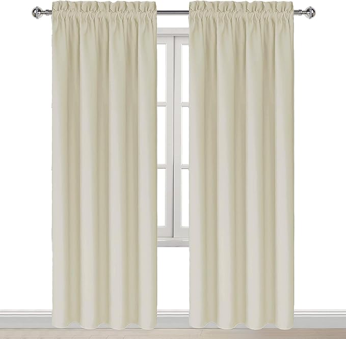 DWCN Blackout Curtains for Bedroom – Rod Pocket Thermal Insulated Noise Reducing Noise Reducing Drapes for Living Room, W 42 x L 84 Inch, 2 Panels, Light Beige - Image 9