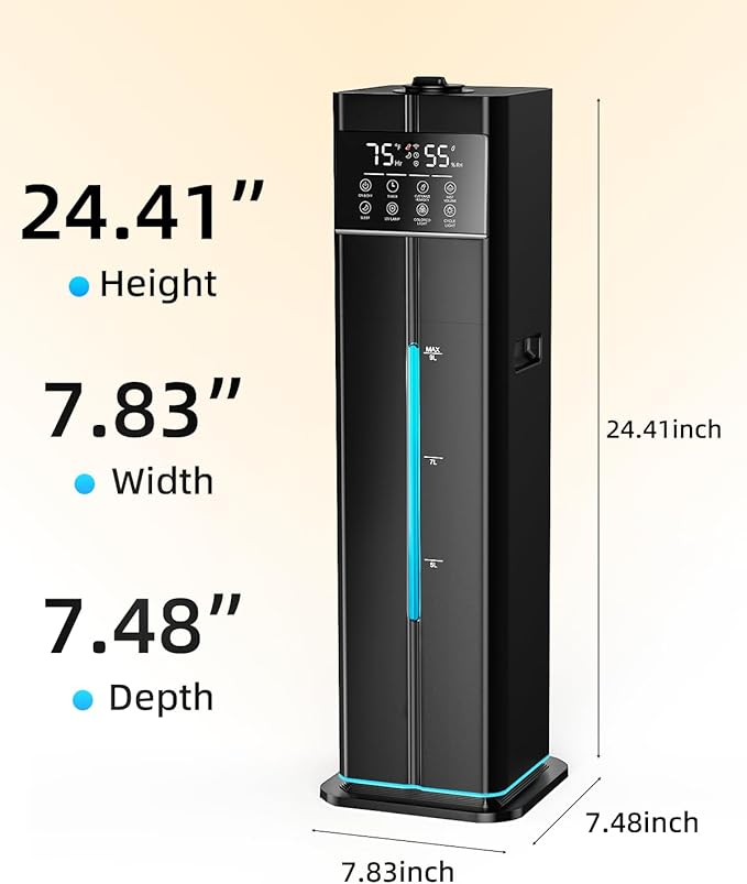 Cool Mist Humidifiers for Large Room, Ultrasonic 2.4Gal 9L Quiet Top-Fill, Easy Clean with Essential Oil Tray, 360°Nozzle, 4 Speed, Remote, 60H Runtime, for Baby, Adults, Plants, Home, House, Bedroom - Image 7