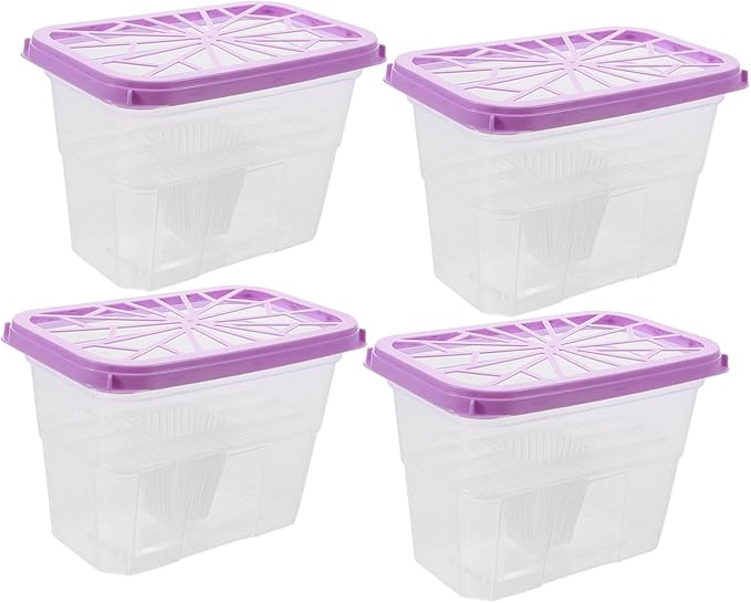 Happyyami 4Pcs Reusable Moisture Absorber Box Large Capacity Plastic Holder for Humidity Control in Wardrobe Cabinet Shoe Storage Versatile Indoor Use Sustainable by Happyyami