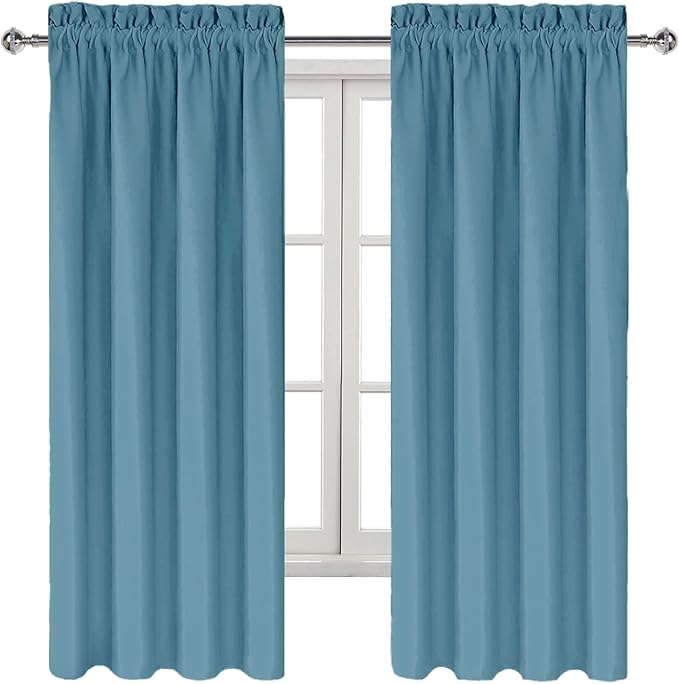 DWCN Blackout Curtains for Living Room Thermal Insulated, Energy Saving & Noise Reducing Bedroom Curtains, Stone Blue, W 42x L 72 Inch, Set of 2 Rod Pocket Curtain Panels - Image 9