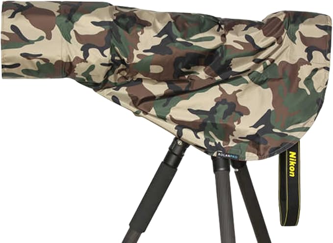 ROLANPRO Lens Raincoat for Sony FE 200-600mm F5.6-6.3,Camo Lens Rain Cover for Fujifilm XF150-600,for Nikon 300mm f/2.8,400 f/4.5, 500mm f/4,for Canon 200mm f/2 -S Size by Rolanpro