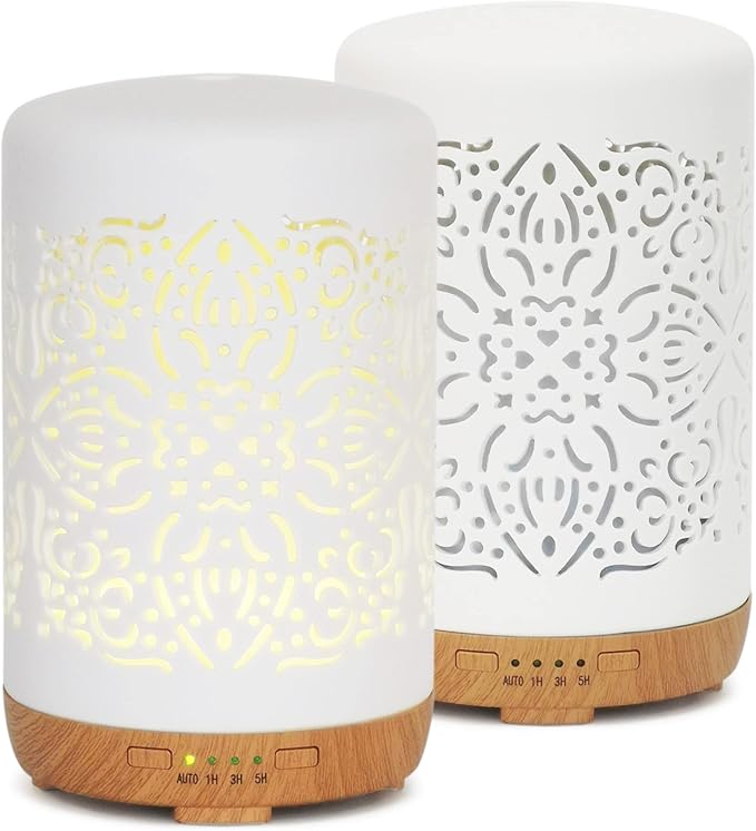 Earnest Living Essential Oil Diffuser White Ceramic Diffuser 250 ml Timers Night Lights and Auto Off Function Home Office Humidifier Aromatherapy Diffusers for Essential Oils - Image 3