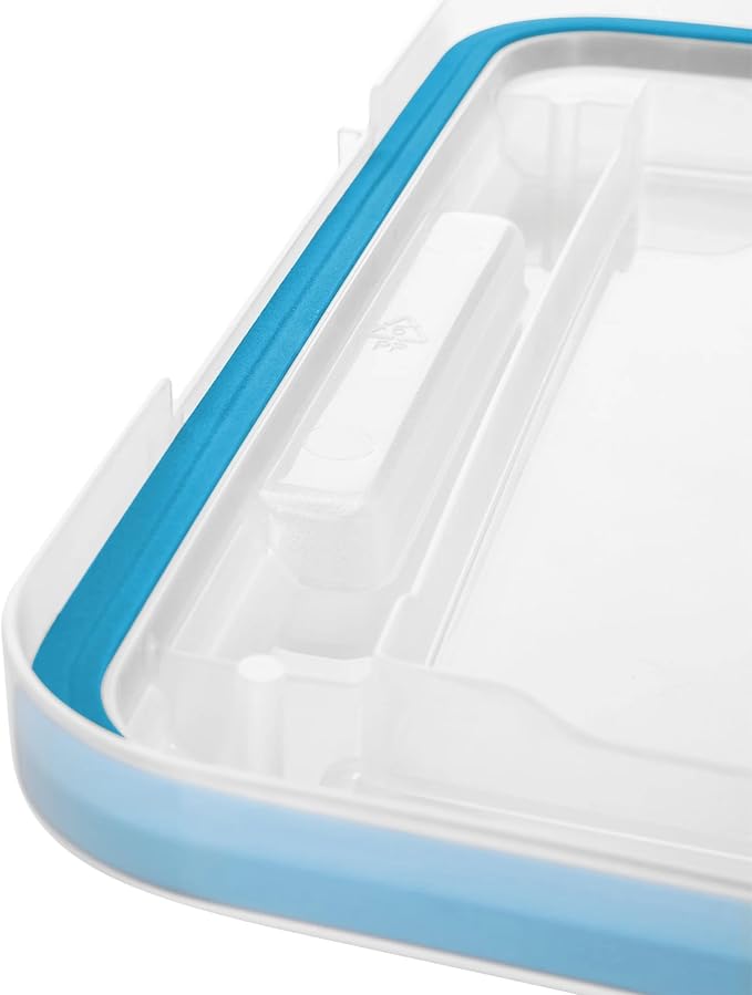 32 Quart Gasket Box, Weather-Resistant Clear File Storage Bin with Latch Lid, Blue - Image 7