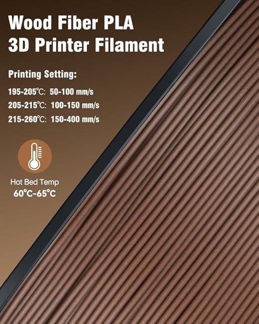 Real Wood Fiber PLA Filament 1.75mm Dark Brown Color, Natural Matte Texture, Reduced Clogging, Easy to Print, 1kg(2.2lbs) SUNLU 3D Printer Filament, Walnut - Image 7