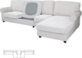 Easy-Going Stretch 4 Pieces Couch Cushion Covers for Sectional Sofa Left/Right L Shape Chaise Lounge Sofa Seat slipcover Anti-Slip Sofa Cover Soft (3 Seater + 1 Chaise, Snow White) by Easy-Going