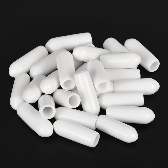 uxcell 20pcs Rubber End Caps 4mm(5/32") ID Vinyl Round End Cap Cover Screw Thread Protectors White - Image 4