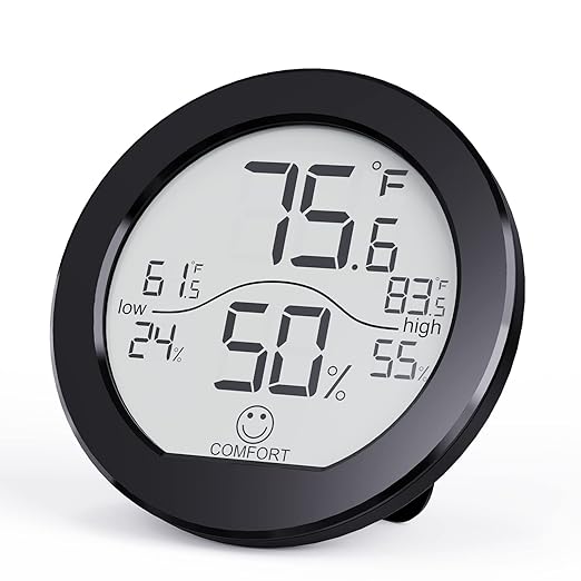 SECRUI Hygrometer Thermometer for Room Temperature Humidity Meter Indoor Thermometer Accuracy Calibration LCD Temperature Sensor with Maximum and Minimum Records, TH1,Black by SECRUI