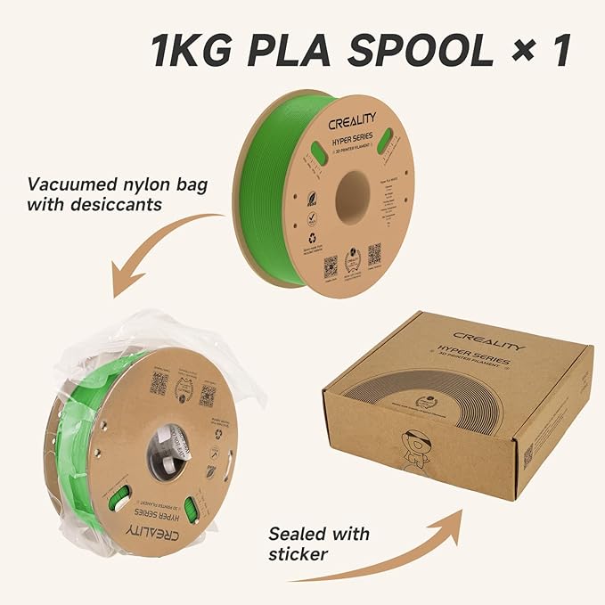 Official Creality Hyper PLA Filament 1.75mm, High Speed PLA 30-600mm/s Rapid 3D Printer Filament, Dimensional Accuracy +/-0.02mm, Fit Most FDM 3D Printers，1KG(2.2lbs) Spool Green - Image 7