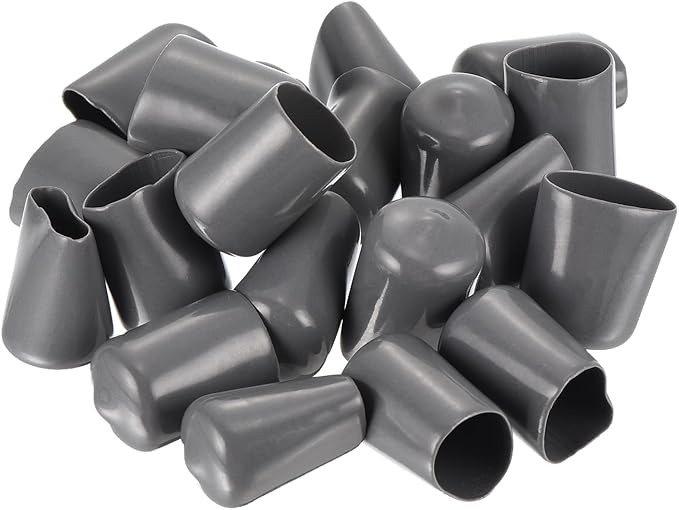 uxcell 20pcs Rubber End Caps 14mm ID Vinyl PVC Round Tube Bolt Cap Cover Screw Thread Protectors Dark Grey - Image 4