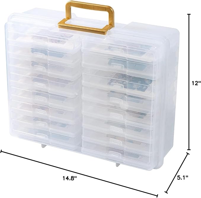 novelinks Transparent 4" x 6" Photo Organizers and Photo Storage Box with Handle, 16 Inner Photo Cases, Portable Picture Organizers & Photo Storage Containers (Clear-Gold Handle) - Image 9