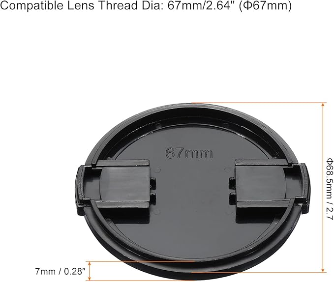 PATIKIL Camera Lens Cap, 2 Pack Sides Pinch Front Lens Cover with Microfiber Cleaning Cloth for 67mm Thread Universal DSLR Lenses for Nikon, for Fujifilm, for Pentax, for Leica - Image 2