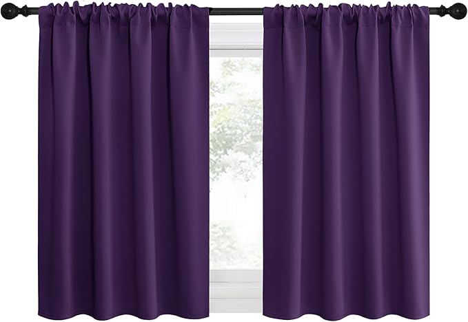 NICETOWN 2 Panels Blackout Curtains, Rod Pocket Thermal Insulated Drapes for Kitchen, Heavy Duty Small Window Treatment for Dorm Room, Studio Apartment, Basement (Royal Purple, W42 x L30) by NICETOWN