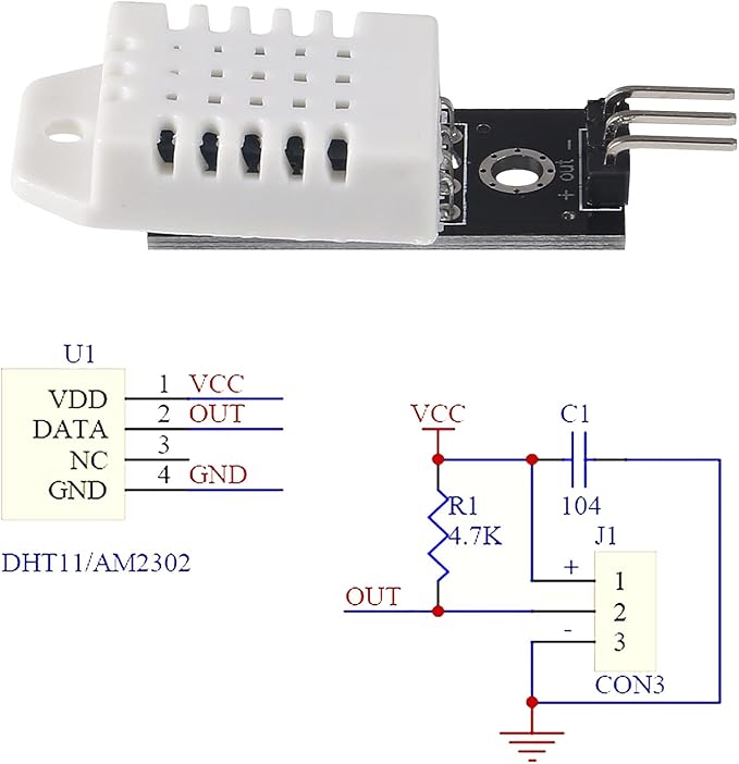 DIANN 5pcs DHT22/AM2302 Temperature and Humidity Sensor Module Temp Humidity Monitor 3Pins Module with Cable for DIY Electronic Practice - Image 2