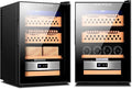 Electronic 50L Cigar Cooler Humidor,Built-in Humidification System with Digital Hygrometer Cedar Wood Shelves Temperature Humidity Controllable for 150 Cigars Moisturizing Humidor(Black) by demcigar
