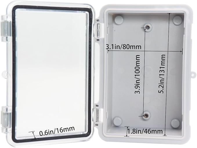 Waterproof Electrical Box Dustproof Junction Box Weatherproof IP67 ABS Plastic Enclosure Switch Router Project Box with Mounting Plate with Wall Bracket 2 Cable Glands Clear 5.9"x3.9"x2.8" - Image 4