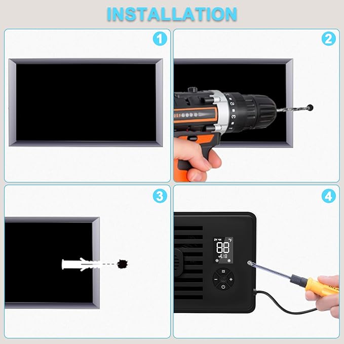 Register Booster Fan for 4" x 12" Vents Only,10 Speeds to Control Cool and Warm Airflow, Air Conditioning Vents with LED Screen Remote & Thermostat Control, for Room Walls & Floors (Black) - Image 6