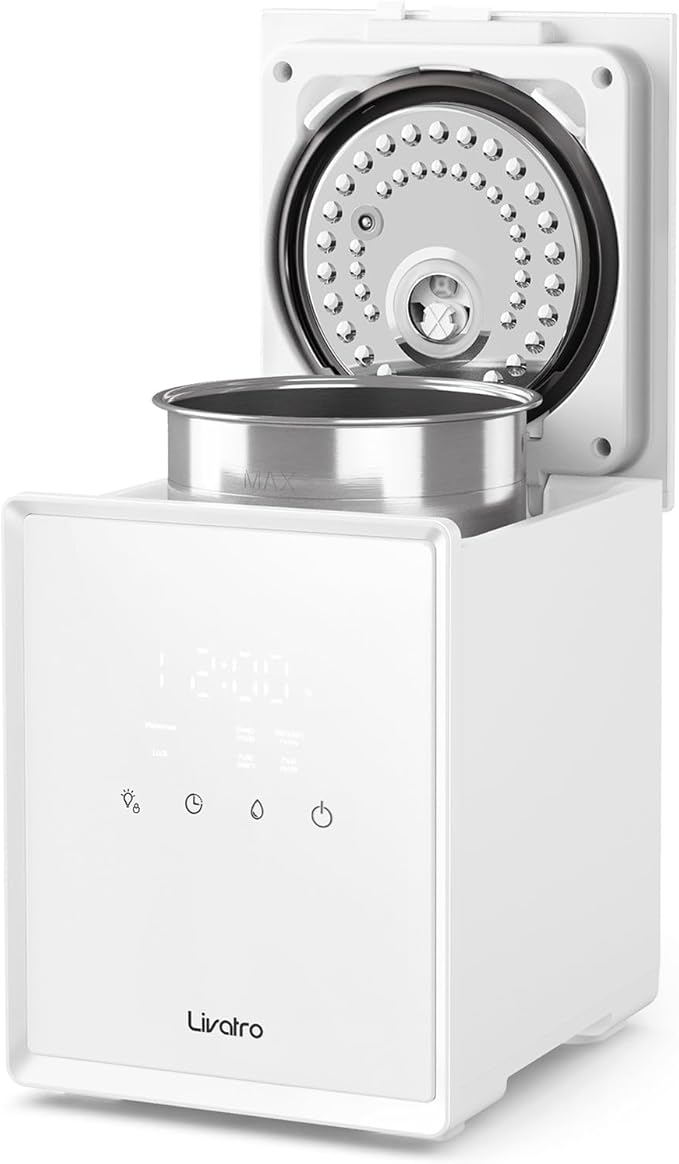 Stainless Steel Humidifier, 3L Warm Mist Humidifier, Easy Clean with Warm Steam Humidifier, Healthy Air Mist Humidifiers for Bedroom Living Room, with Sleep Mode and Auto-off Setting by Livatro