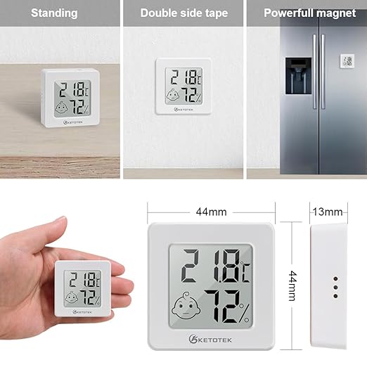 KETOTEK 5 Pack Thermometer Room Hygrometer Indoor Mini Temperature and Humidity Monitor Digital Humidity Meter Gauge with Comfort Indicator for House Office Greenhouse - Image 6