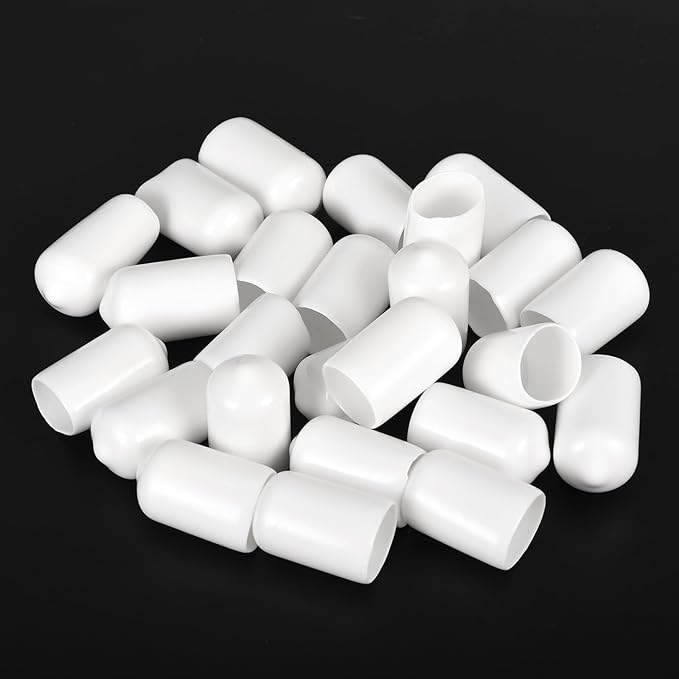 uxcell 20pcs Rubber End Caps 12mm(1/2 inch) ID Vinyl Round End Cap Cover Screw Thread Protectors White - Image 4