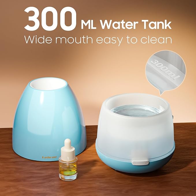 300ml Essential Oil Diffuser & Cool Mist Humidifier - Ultra-Quiet Ultrasonic Aromatherapy for Bedroom, 7 Color Night Light, BPA-Free, Auto Shut-Off, Up to 12H Continuous Mist(Blue) - Image 3