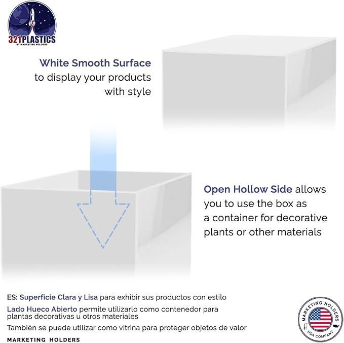 Marketing Holders Acrylic Display Riser Box White Acrylic Pillar 12" x 12” x 24” No Lid Hollow Pedestal Plinth 5 Sided Retail Merchandise Display Flower Tower Elevated Vertical Box Product Showcase - Image 4