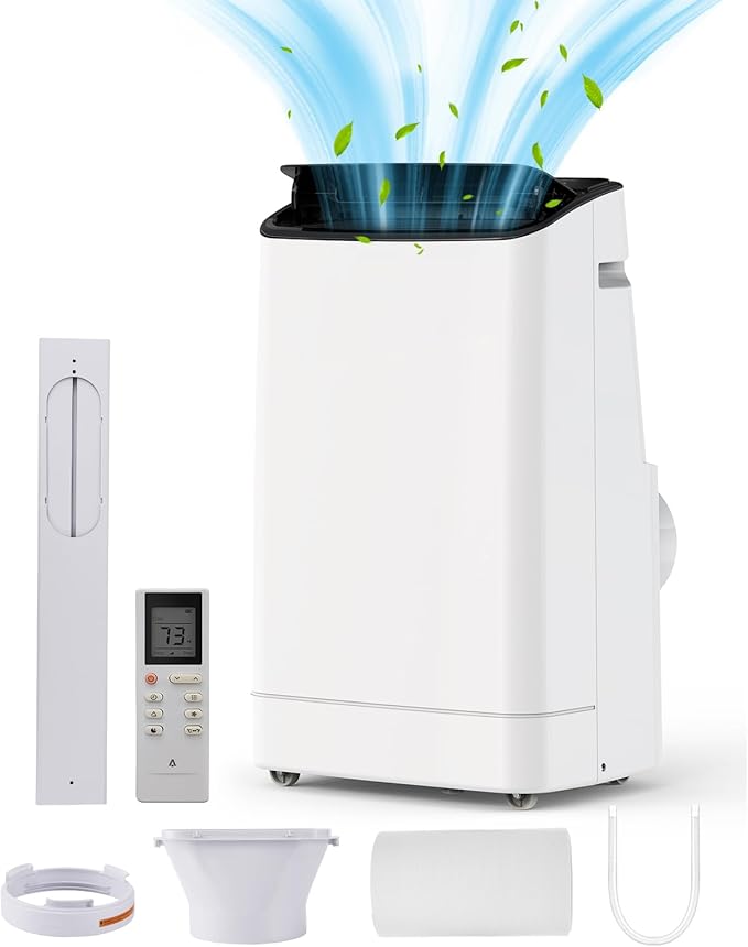 GarveeLife 14,000 BTU Portable Air Conditioner - 3-in-1 Cooling, Dehumidifier & Fan - Fast Cooling, Quiet Operation, LED Display, Remote - For Rooms up to 750 Sq.Ft - Color: White by GarveeLife