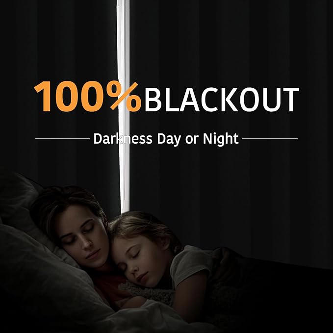 RYB HOME Extra Wide 100% Blackout Patio Door Curtain 96 inch Long, Grommet Room Darkening Room Divider Drapes, Sliding Door Curtains for Living Room/Bedroom Large Window, White, W100 x L96 - Image 3