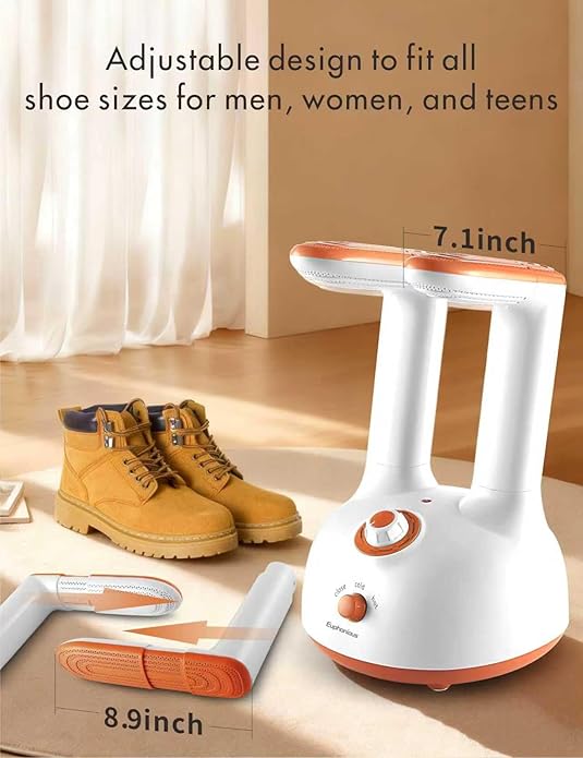 Euphonious Boot Dryer, Shoe Dryer with 6-Timer Settings, Boot Dryer for Work Boots and Winter Boots, Two mode Quick-Dry&Gentle-Dry, White/Orange - Image 2