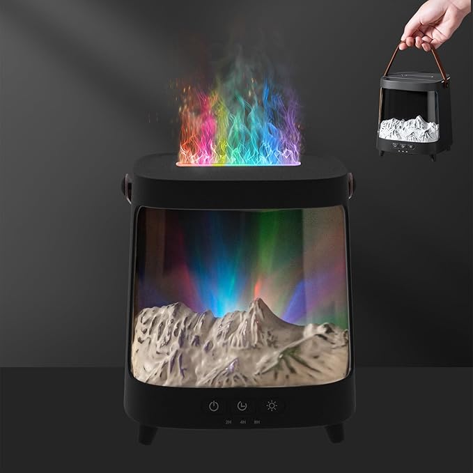 Essential Oil Diffuser, Upgraded Portable Aurora Flame Aromatherapy Scent Aroma Diffusers, 200ml Ultrasonic Cool Mist Humidifiers, Timer & Auto-Off for Home, Room by Eiifiter