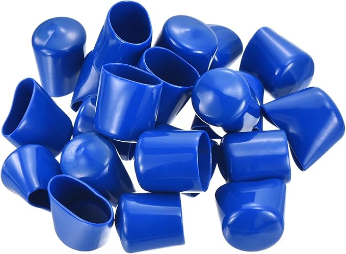 uxcell 20pcs Rubber End Caps 29mm(1 1/8") ID Vinyl PVC Round Tube Bolt Cap Cover Screw Thread Protectors Blue - Image 4