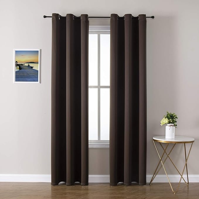 ChrisDowa Grommet Blackout Curtains for Bedroom and Living Room - 2 Panels Set Thermal Insulated Room Darkening Curtains (Brown, 42W x 84L) by ChrisDowa