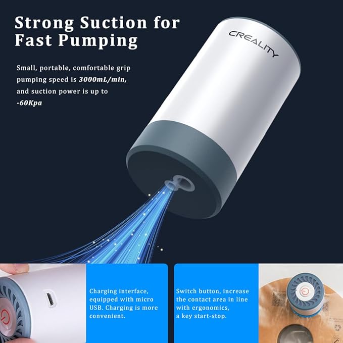 Creality 3D Printer Filament Storage Bags 40 x 40 CM, Large Transparent Sealed Bags with Electric Pump Dust Proof Humidity Resistant Keeping Filament Dry, Reusable Vacuum Storage Bags 8 PCS - Image 7