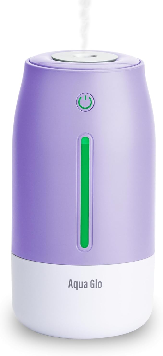Aqua Glo Personal, Portable Humidifiers for Bedroom – Ultrasonic Cool Mist Humidifier with Built In Rechargeable Battery. Air Humidifier for Baby, Plants, Home, Office, Travel. Lavender by Airvana