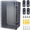 Junction Box, Hinged Black Clear Cover IP67 Waterproof ABS Project Box with Mounting Plate Electrical Box Enclosure with Wall Bracket 11.4 x 7.5 x 5.5inch(290x190x140mm) by Otdorpatio