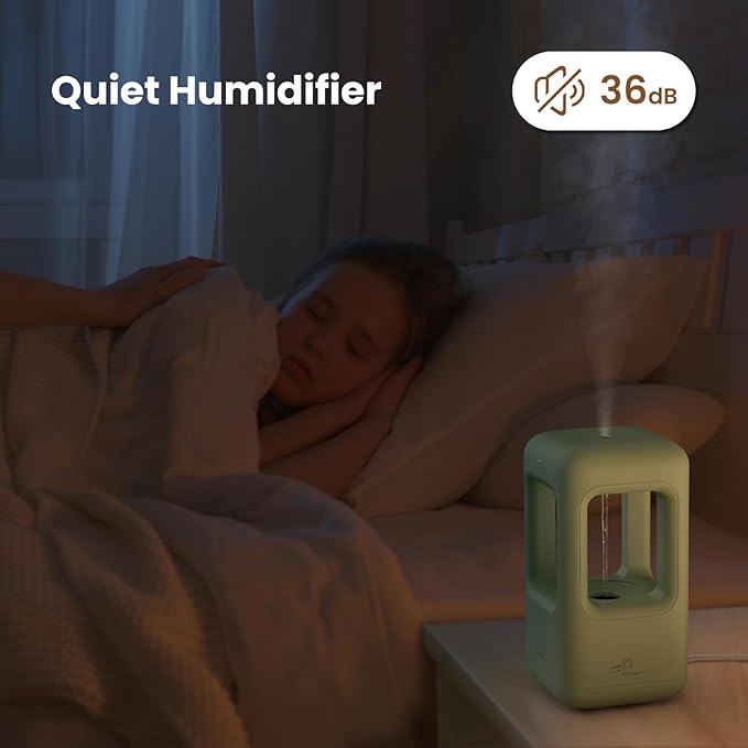 Green Mini Humidifiers for Bedroom & Plants - Small Desktop Humidifier, Portable Cool Mist for Nightstand, Desk, Indoor Plants - Quiet Personal Humidifier (0.6L, Auto Shut-Off) - Image 4