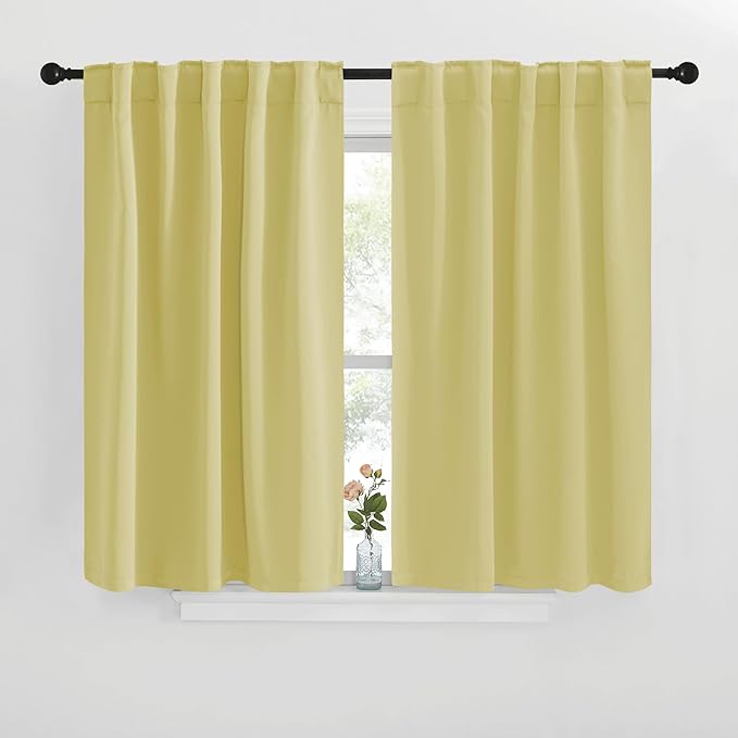 NICETOWN Blackout Curtain Panels for Living Room - (Paler Yellow Color) 34x48 inch, 2 Panels Set, Room Darkening Blackout Drapes for Window by NICETOWN