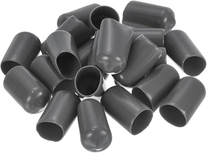 uxcell 20pcs Rubber End Caps 12mm(1/2") ID Vinyl PVC Round Tube Bolt Cap Cover Screw Thread Protectors Dark Grey - Image 4