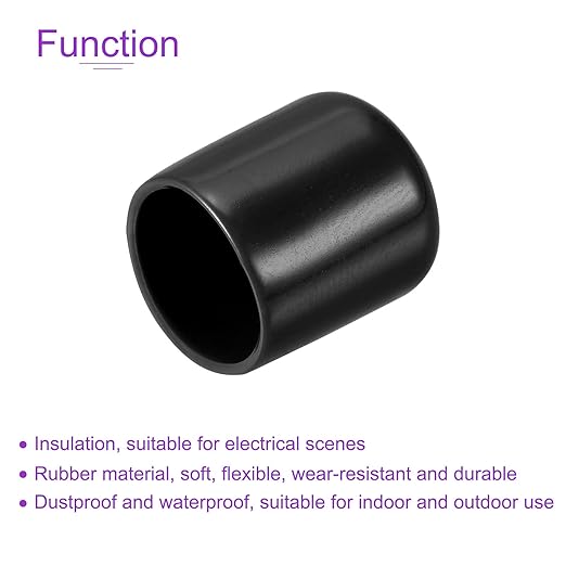 DMiotech 20 Pack 5/8" ID Black Screw Thread Protectors Rubber End Caps Bolt Covers for Screw Bolt Furniture Pipe - Image 5