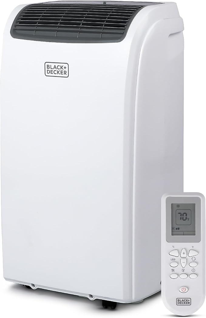 BLACK+DECKER Smart Portable Air Conditioner with Heat, 12,000 BTU Cooling, 9,000 BTU Heating for Rooms up to 550 Sq. Ft., Follow Me Remote, BPACT12HWT, White by BLACKDECKER
